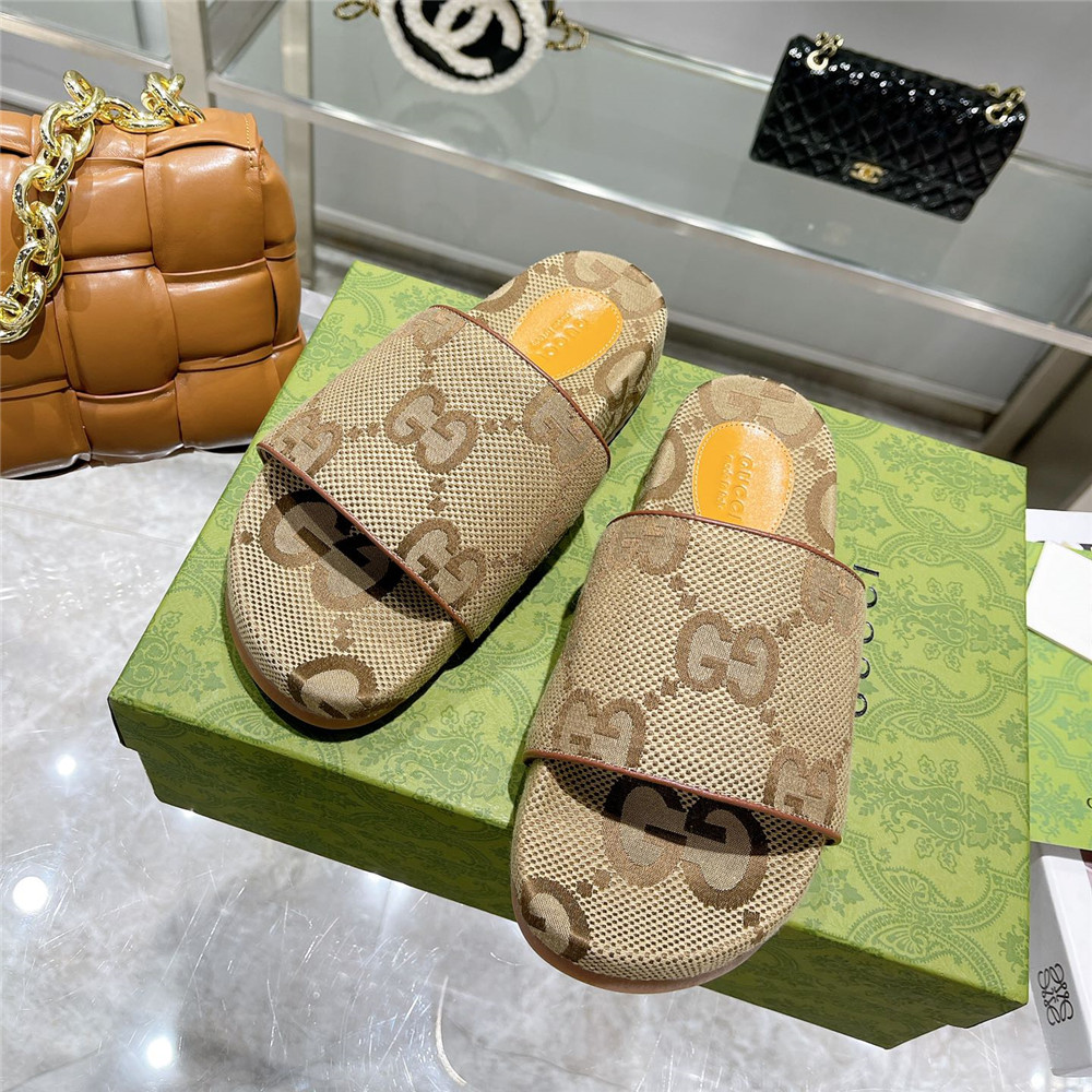 Men's GG Canvas Slide Sandal(Beige) - 