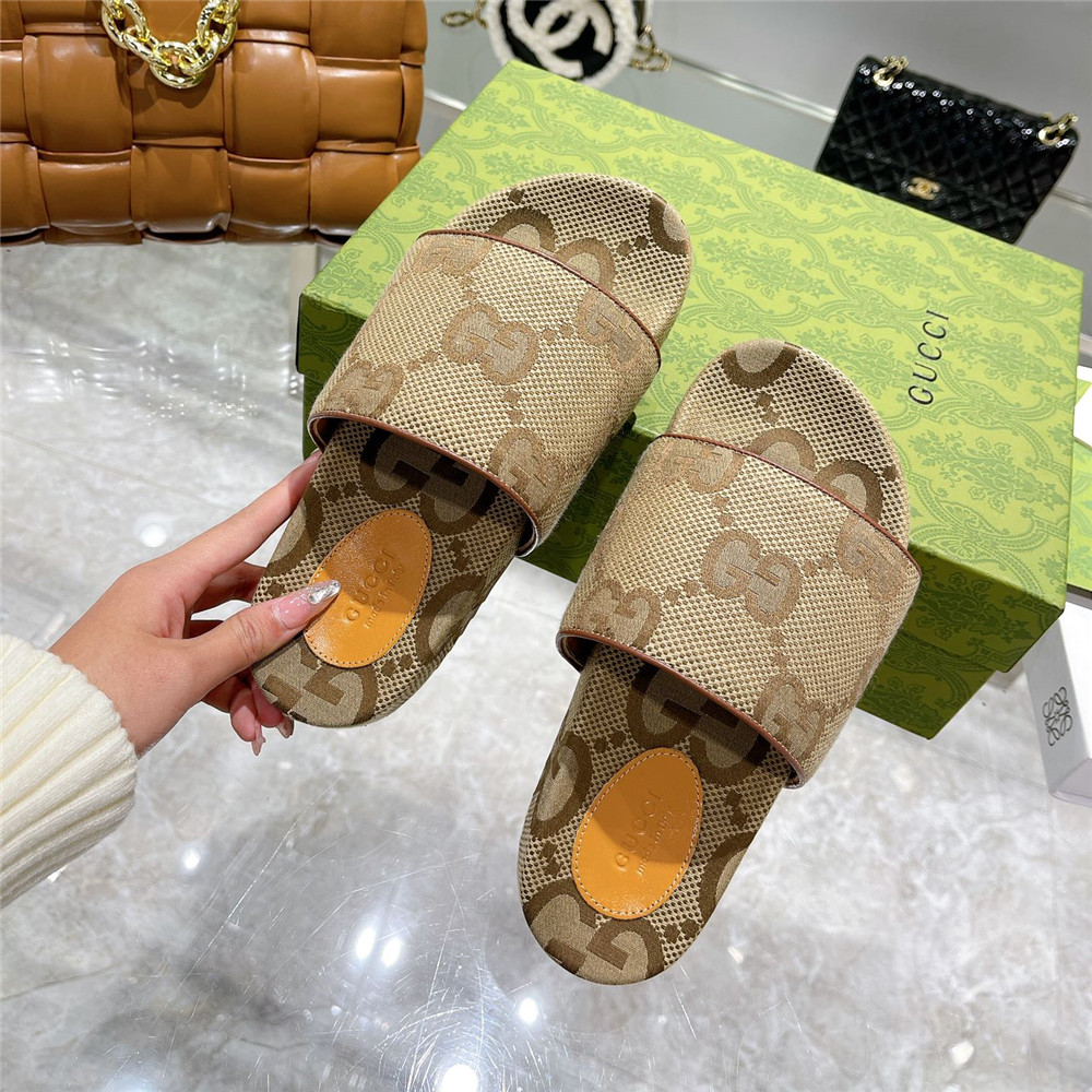 Men's GG Canvas Slide Sandal(Beige) - 
