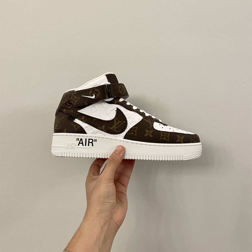 Louis Vuitton X Nike Air Force 1 Mid-Top Monogram Sneaker - PerfectKickZ