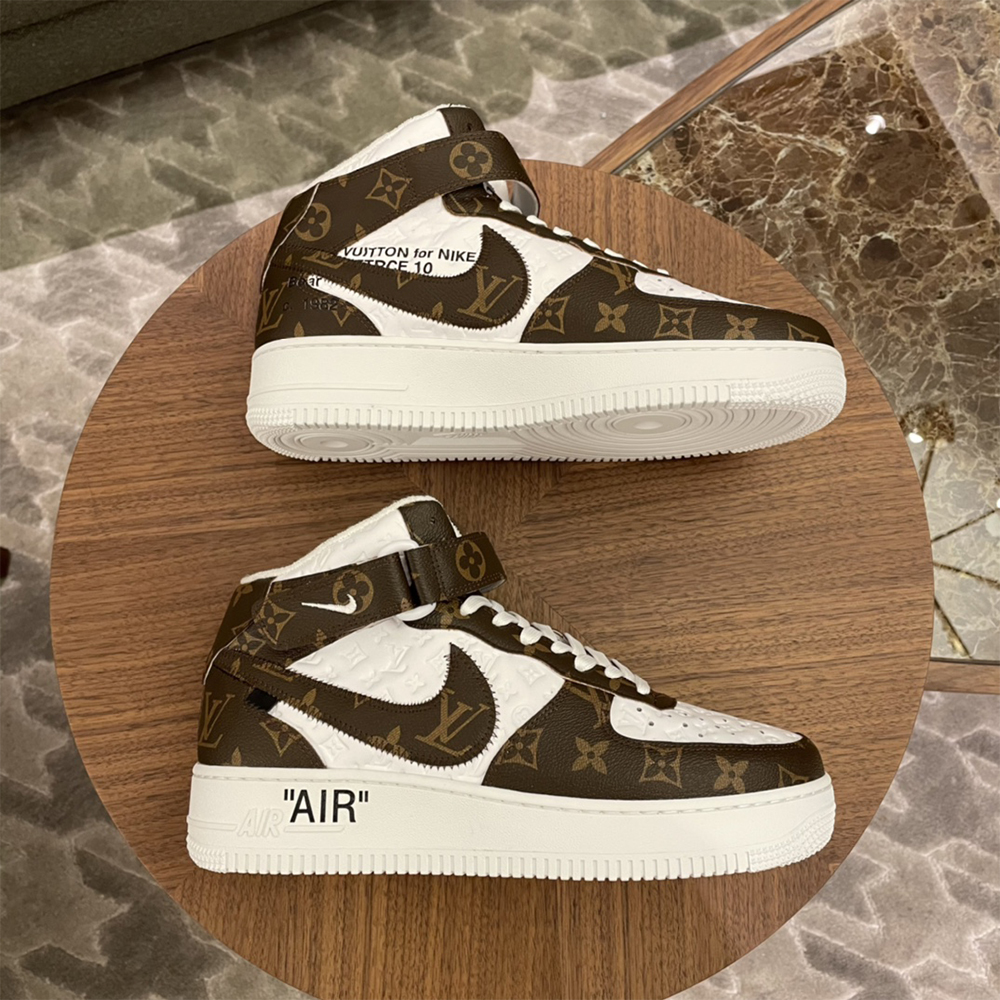Louis Vuitton X Nike Air Force 1 Mid-Top Monogram Sneaker - PerfectKickZ