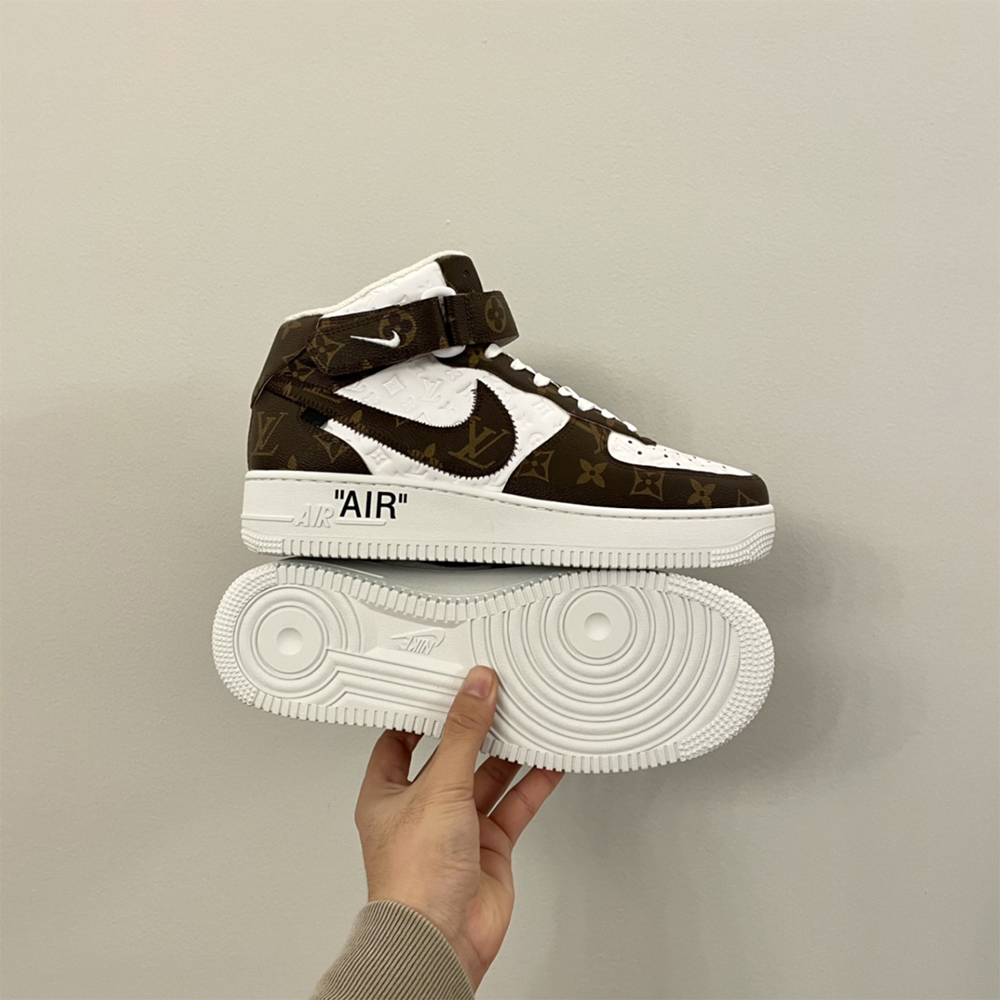 Louis Vuitton X Nike Air Force 1 Mid-Top Monogram Sneaker - PerfectKickZ