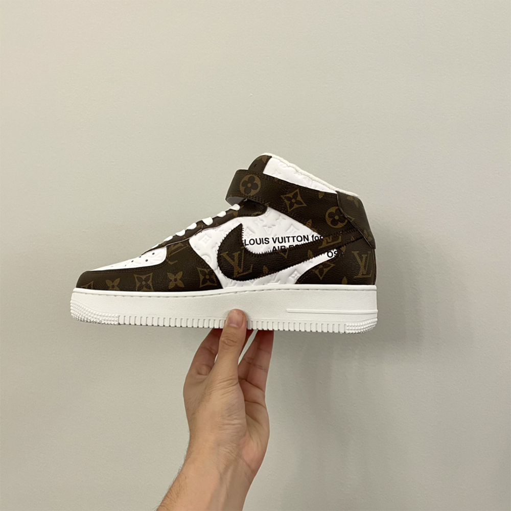 Louis Vuitton X Nike Air Force 1 Mid-Top Monogram Sneaker - PerfectKickZ