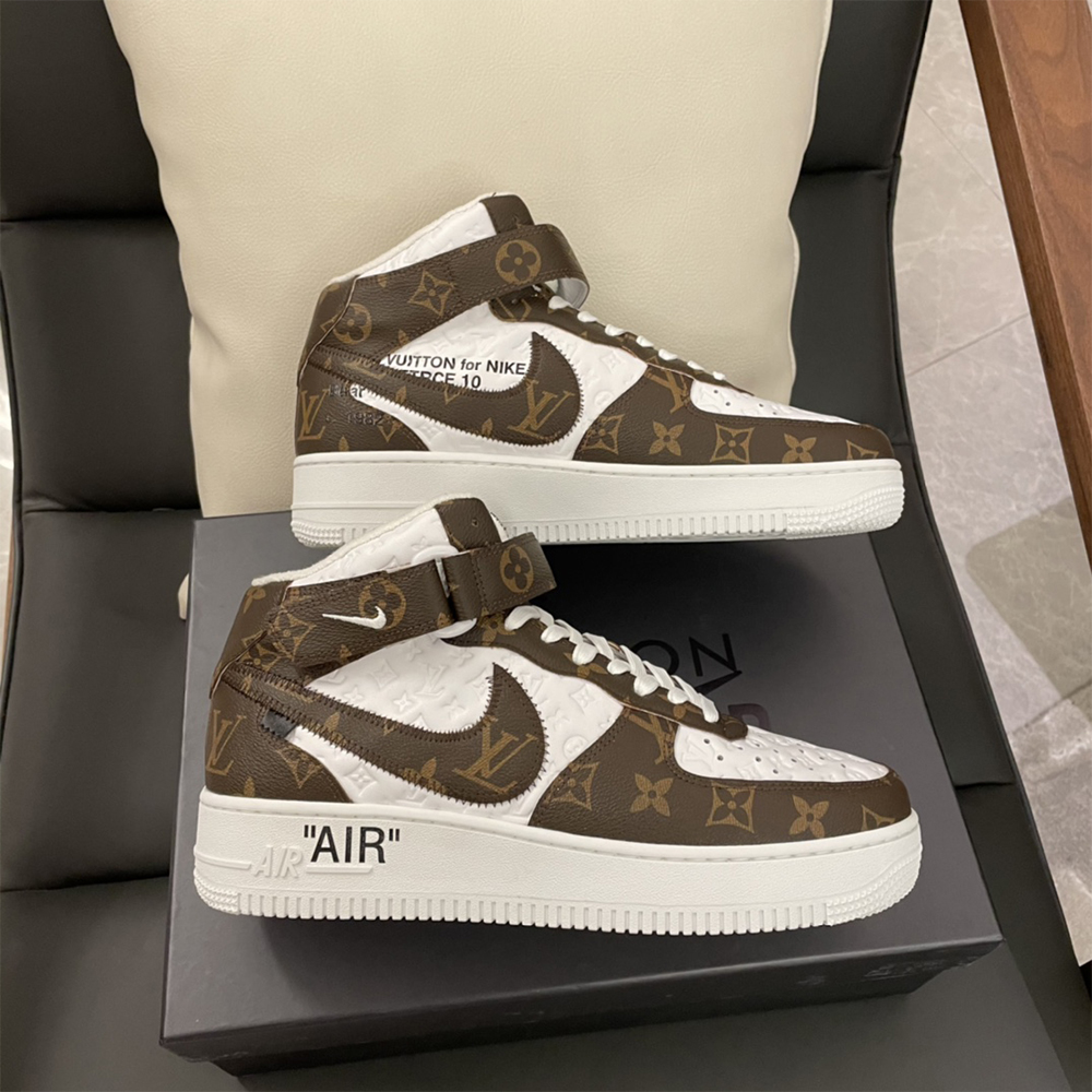 Louis Vuitton X Nike Air Force 1 Mid-Top Monogram Sneaker - PerfectKickZ