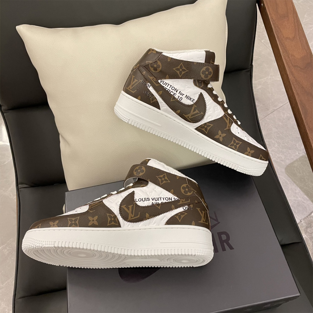 Louis Vuitton X Nike Air Force 1 Mid-Top Monogram Sneaker - PerfectKickZ