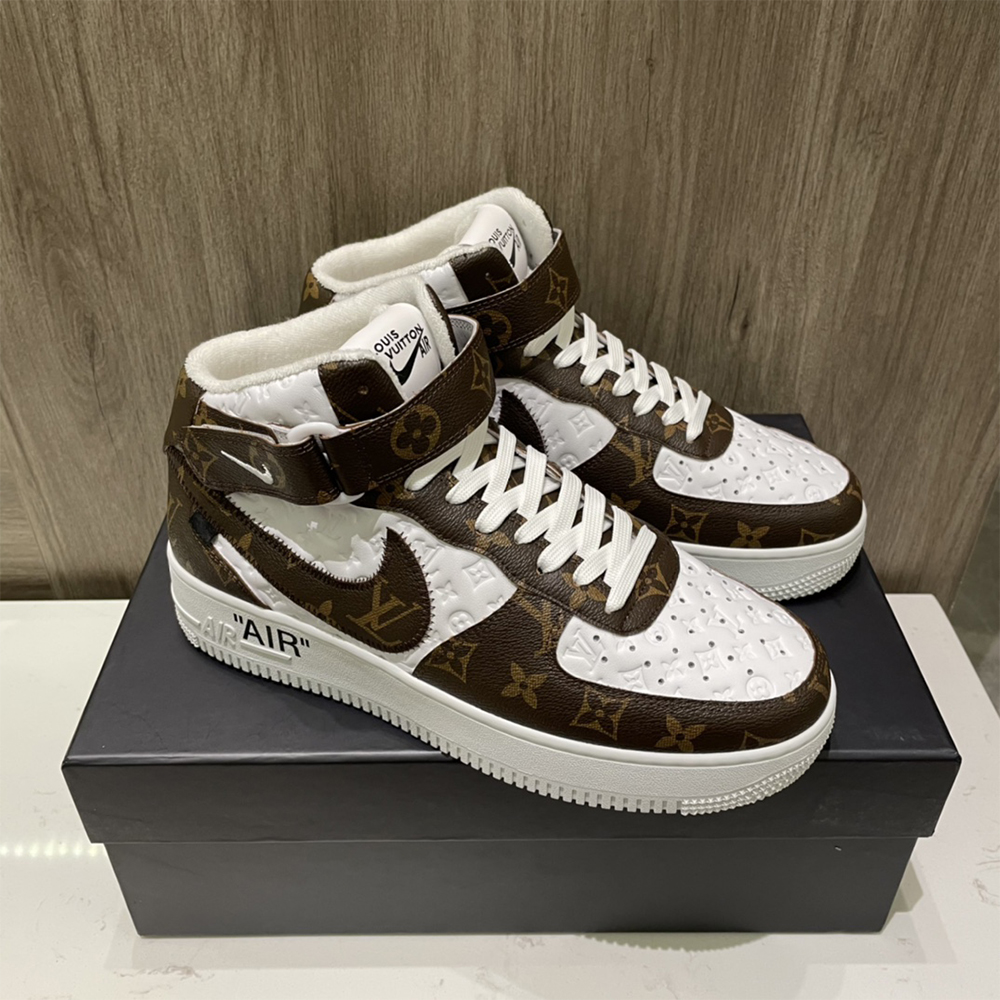Louis Vuitton X Nike Air Force 1 Mid-Top Monogram Sneaker - PerfectKickZ