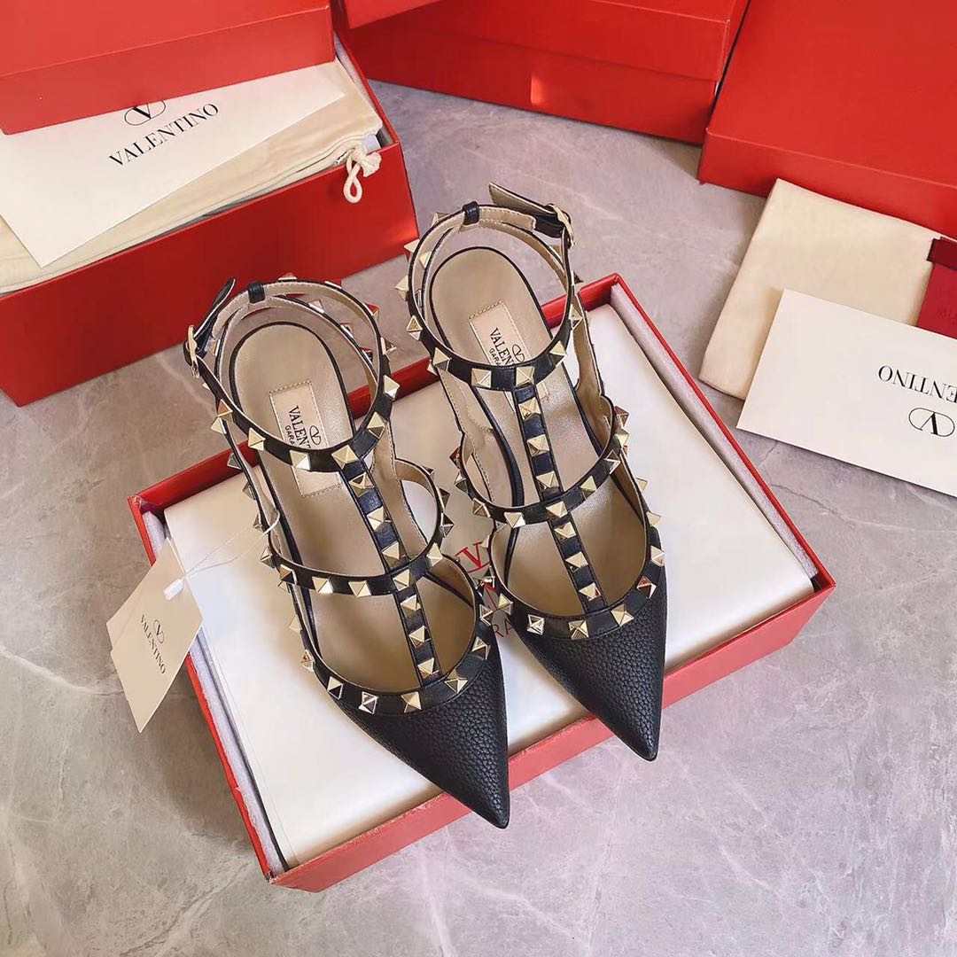 Valenti  Women's Rockstud Leather Caged Heel Pumps - PerfectKickZ