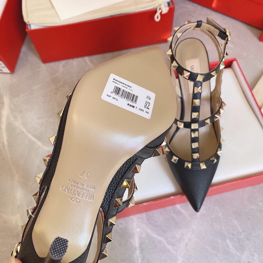 Valenti  Women's Rockstud Leather Caged Heel Pumps - 