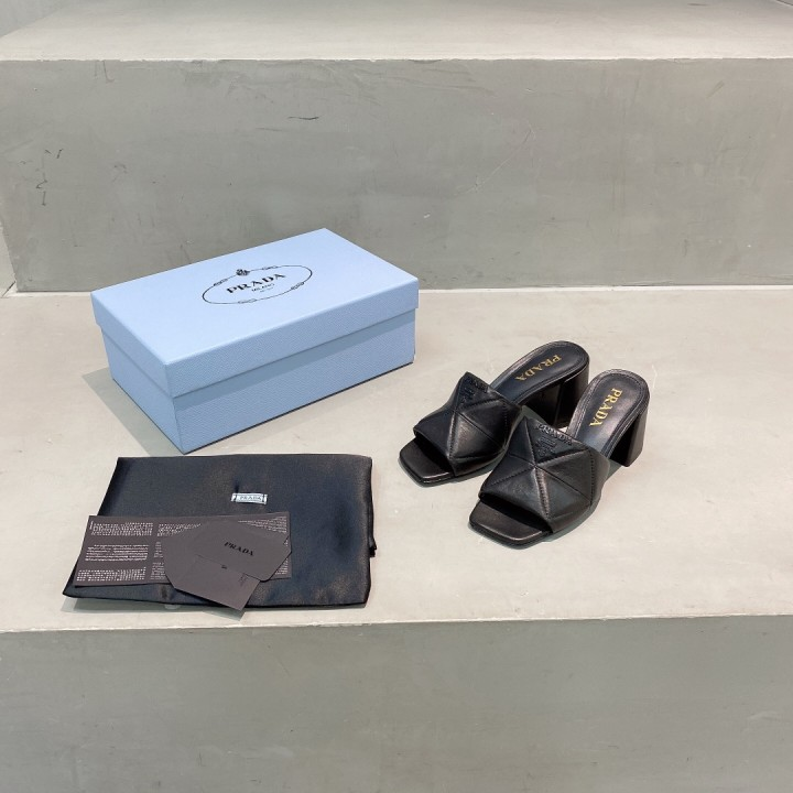 Prada Quilted Nappa Leather Heeled Sandals - PerfectKickZ