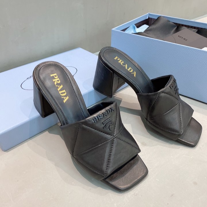 Prada Quilted Nappa Leather Heeled Sandals - PerfectKickZ
