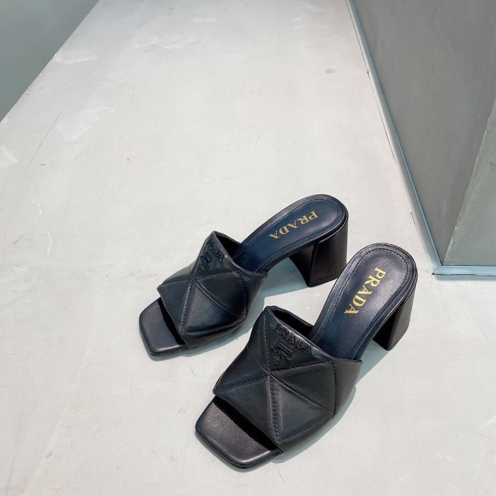 Prada Quilted Nappa Leather Heeled Sandals - PerfectKickZ