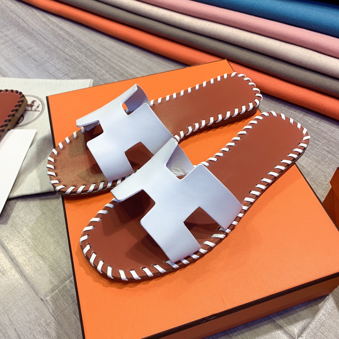 Hermes Leather Oran Sandals - PerfectKickZ