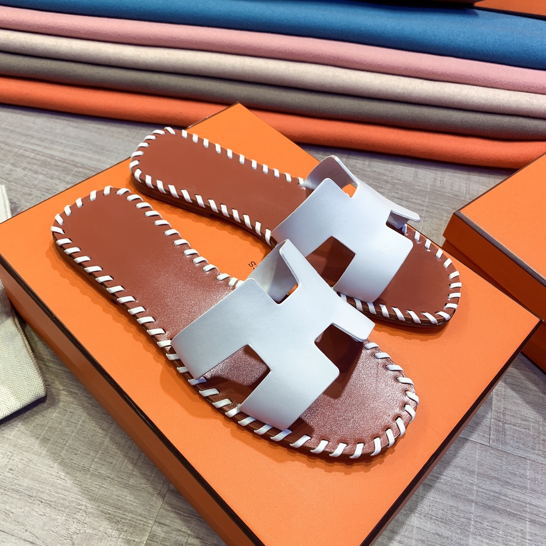 Hermes Leather Oran Sandals - PerfectKickZ