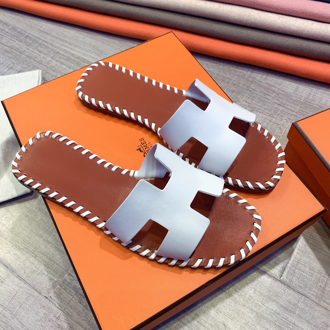 Hermes Leather Oran Sandals - PerfectKickZ