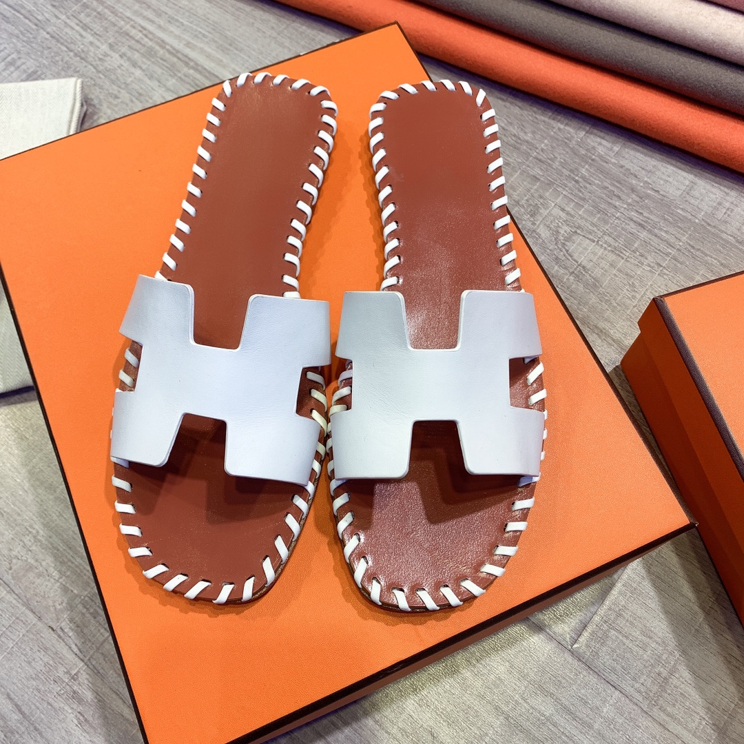 Hermes Leather Oran Sandals - PerfectKickZ