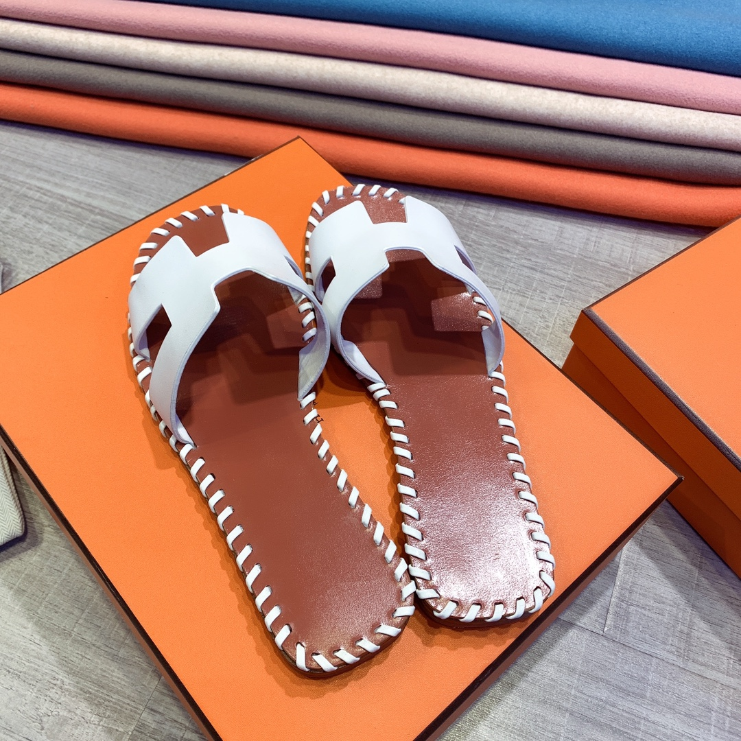 Hermes Leather Oran Sandals - PerfectKickZ