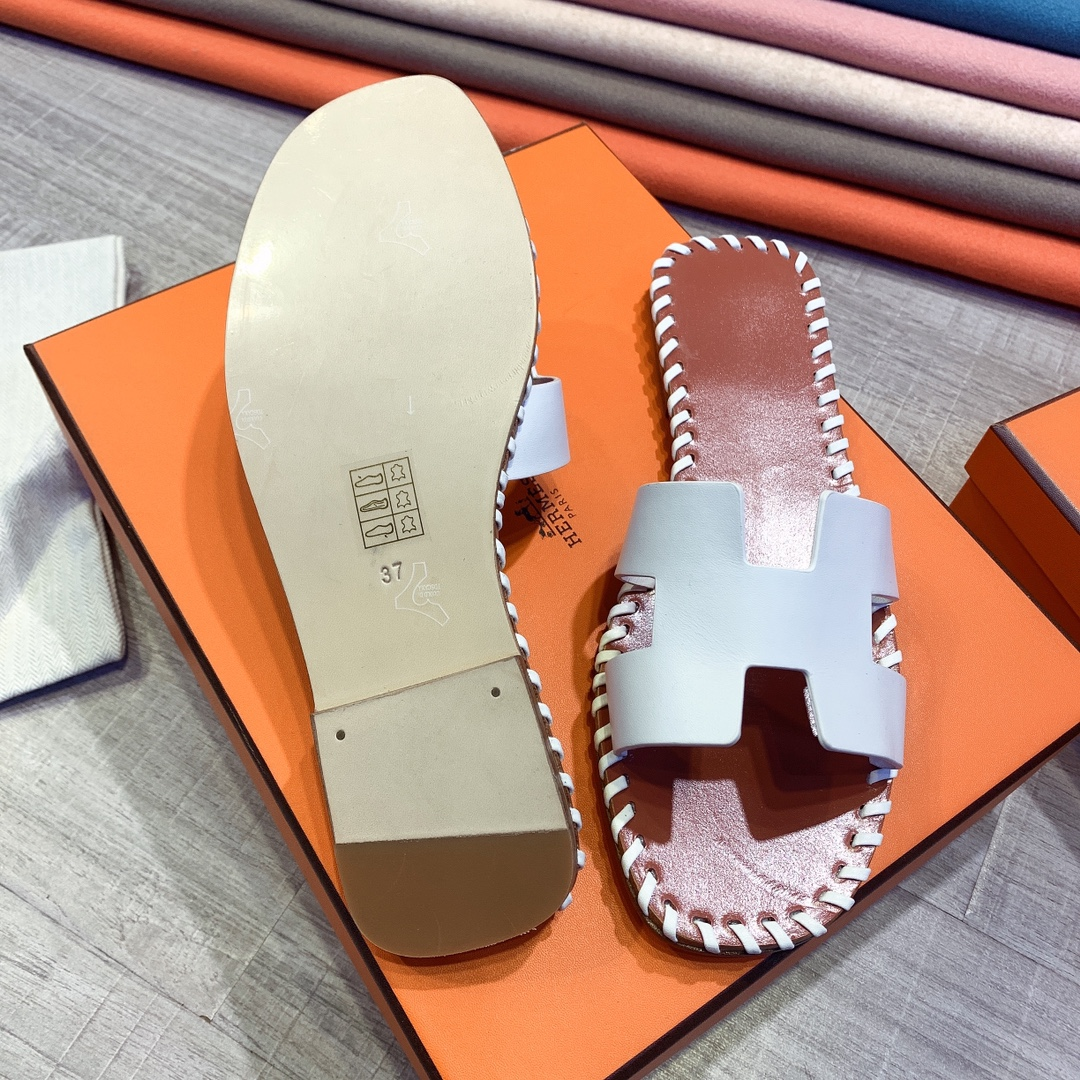 Hermes Leather Oran Sandals - PerfectKickZ