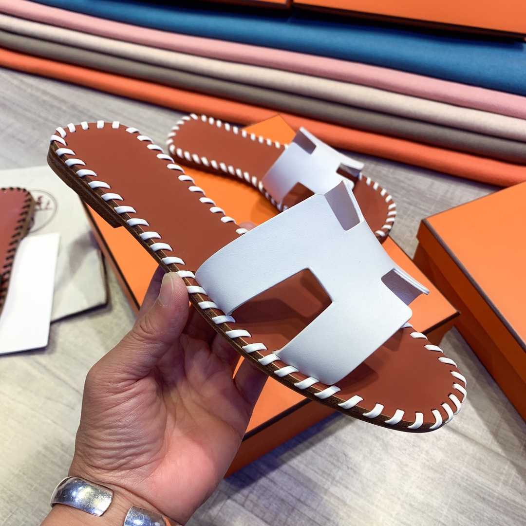 Hermes Leather Oran Sandals - PerfectKickZ