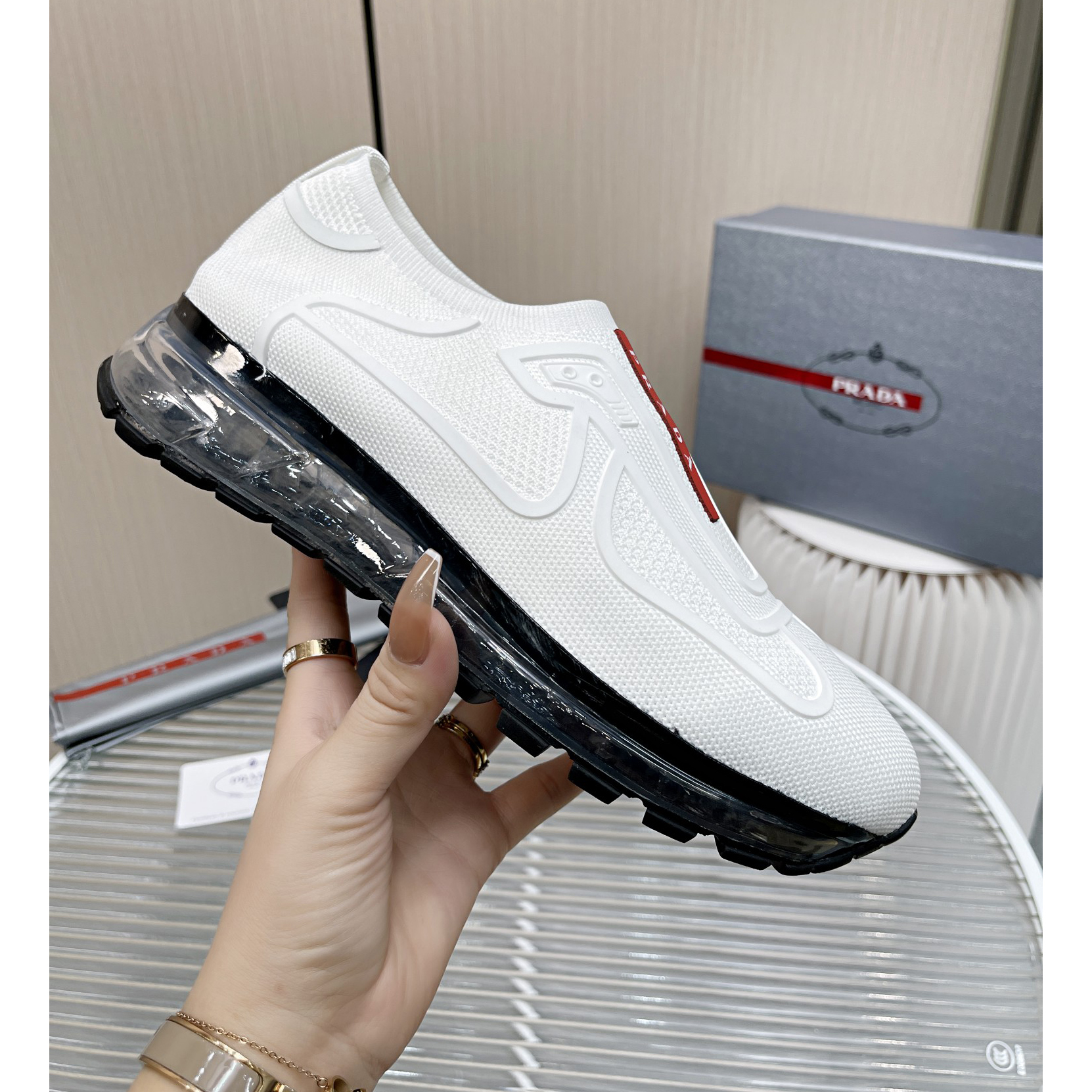 Prada Logo Sneakers In White - PerfectKickZ