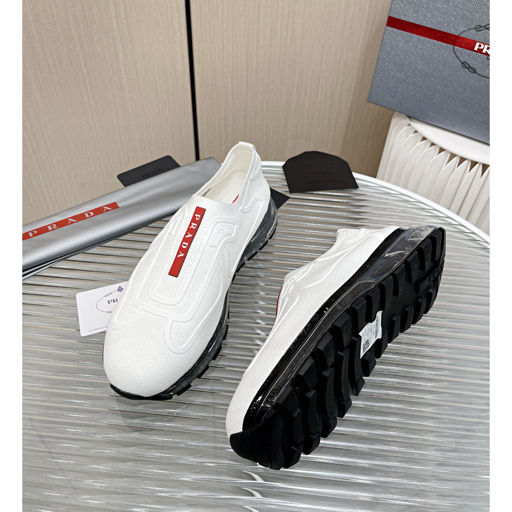 Prada Logo Sneakers In White - PerfectKickZ