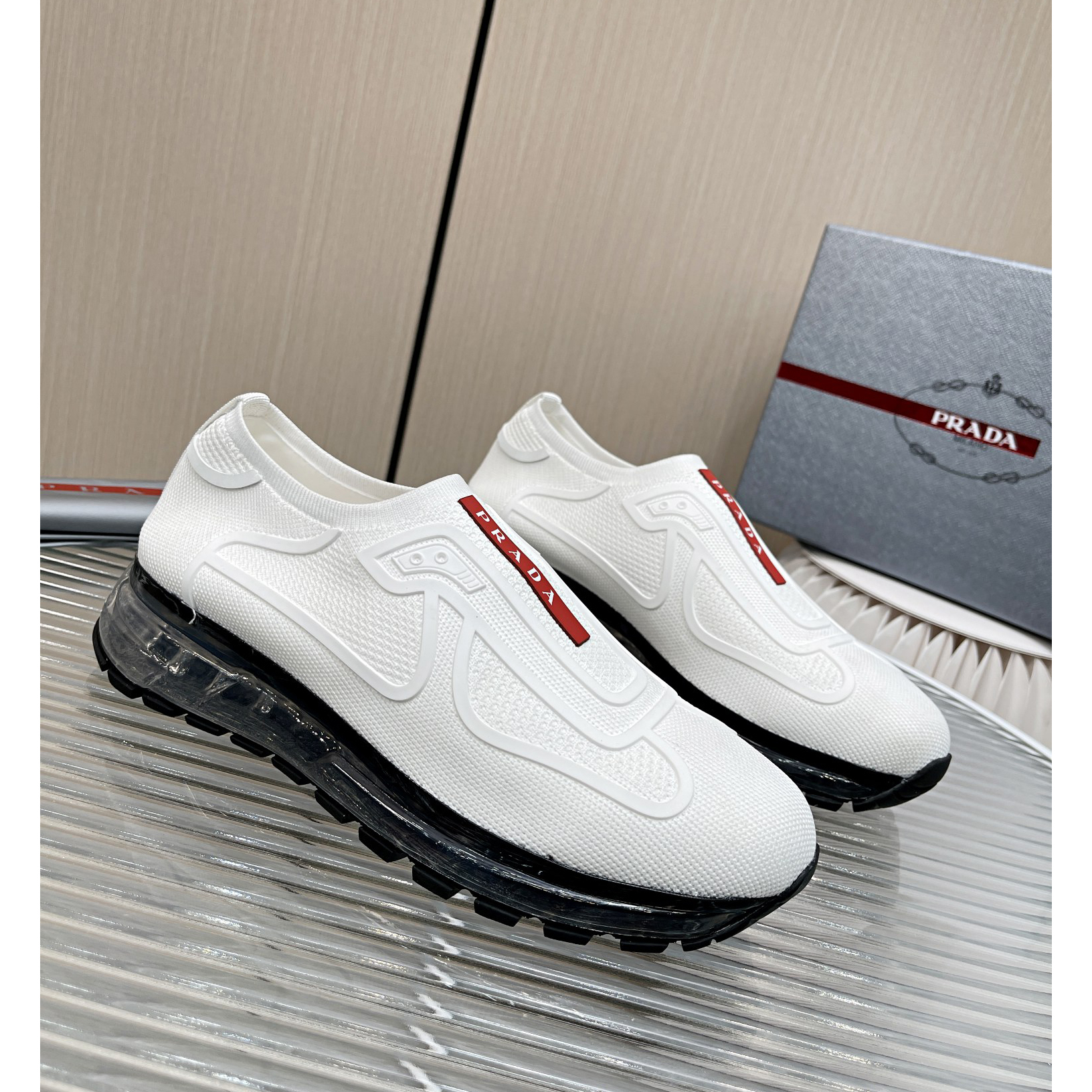 Prada Logo Sneakers In White - PerfectKickZ