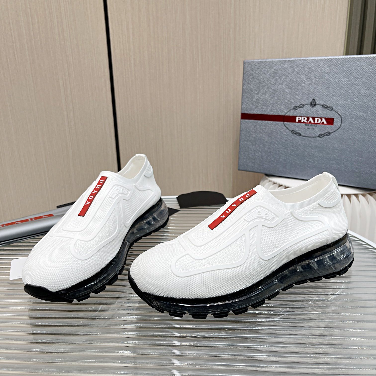 Prada Logo Sneakers In White - PerfectKickZ