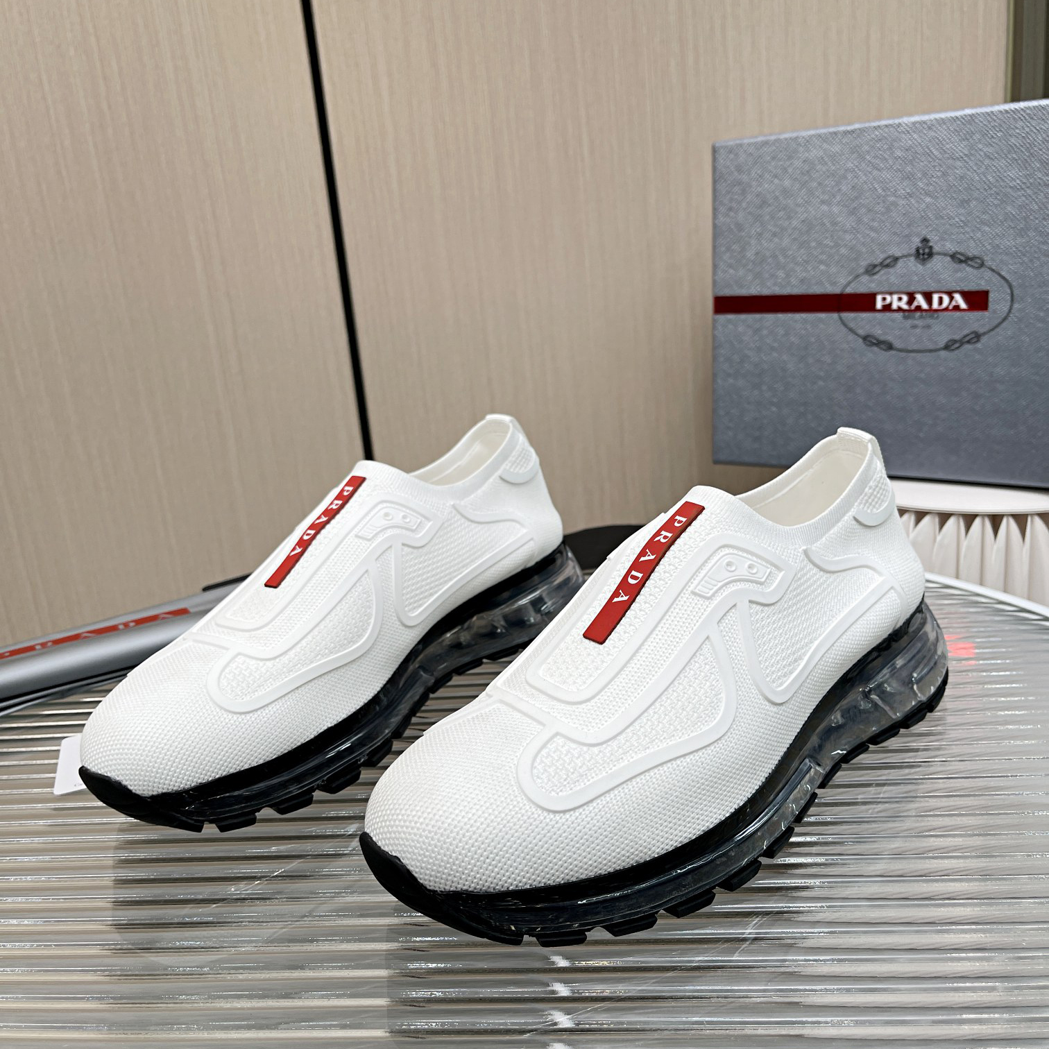 Prada Logo Sneakers In White - PerfectKickZ