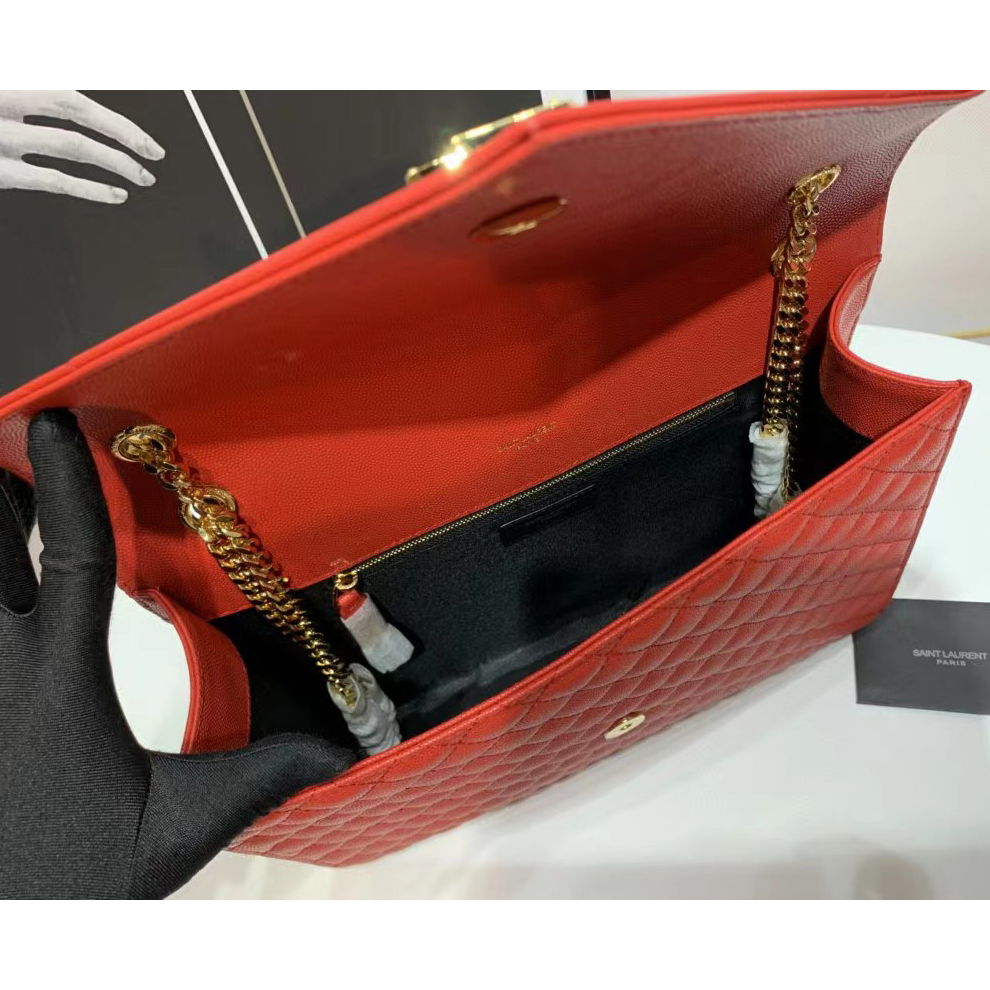 Saint Laurent Envelope Large Bag In Mix Matelasse Grain De Poudre Emboosed Leather - PerfectKickZ
