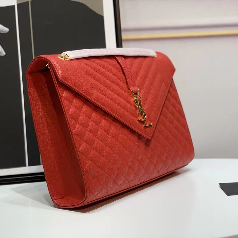 Saint Laurent Envelope Large Bag In Mix Matelasse Grain De Poudre Emboosed Leather - PerfectKickZ