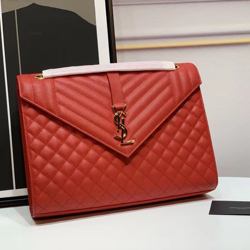Saint Laurent Envelope Large Bag In Mix Matelasse Grain De Poudre Emboosed Leather - PerfectKickZ