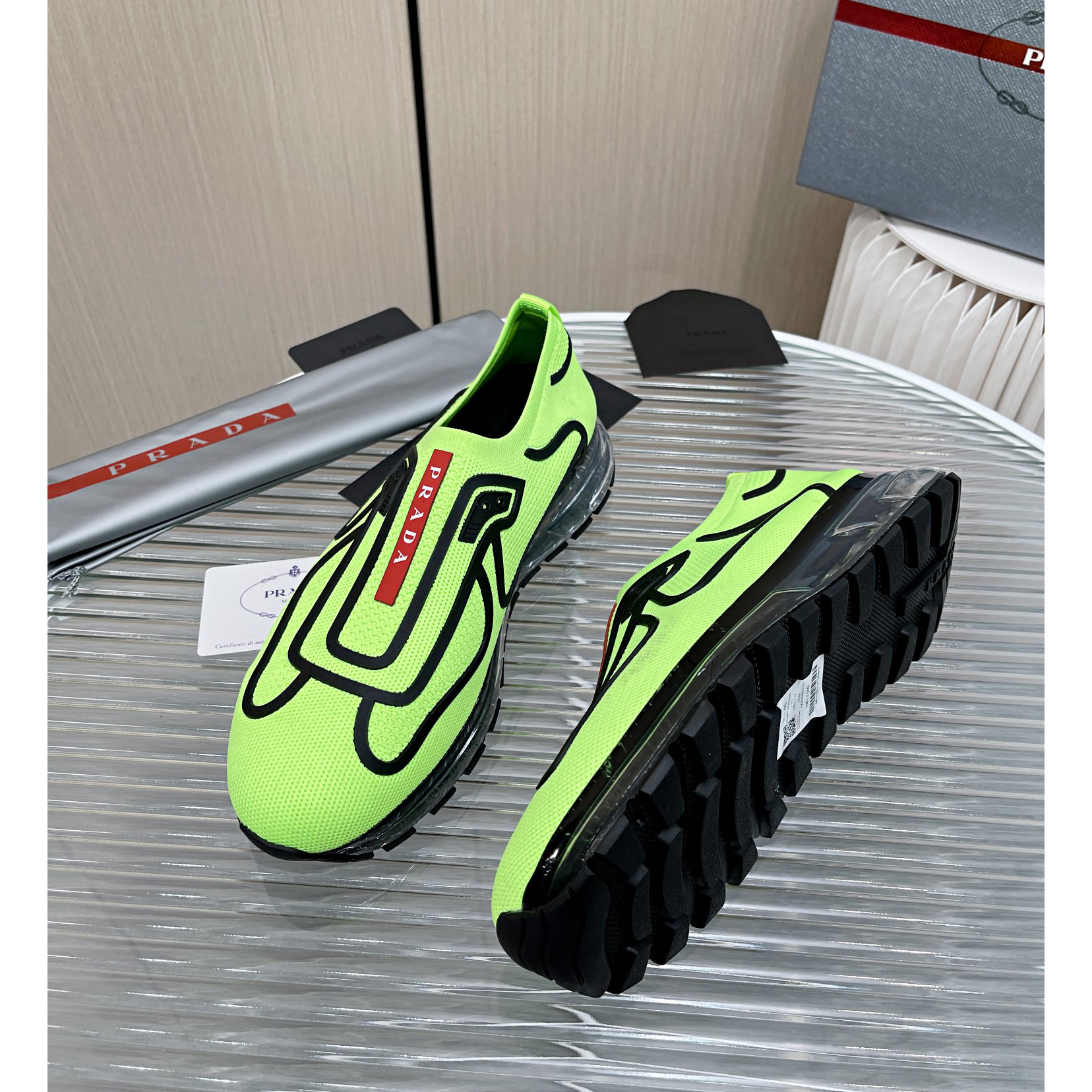 Prada Logo Sneakers In Green - PerfectKickZ