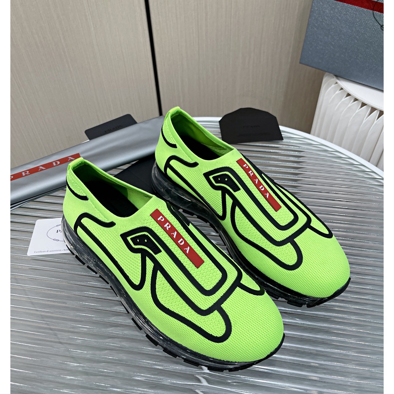 Prada Logo Sneakers In Green - PerfectKickZ