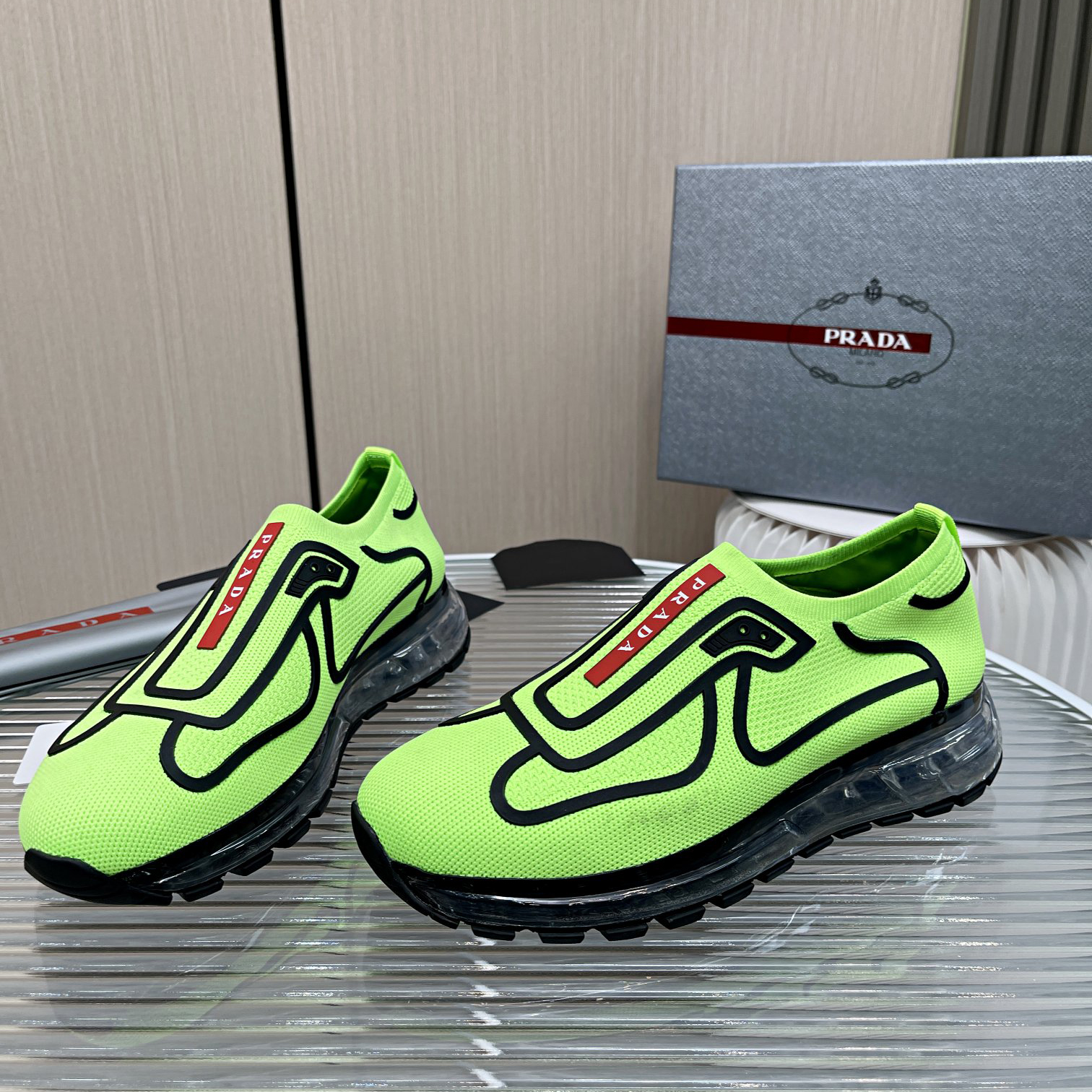 Prada Logo Sneakers In Green - PerfectKickZ