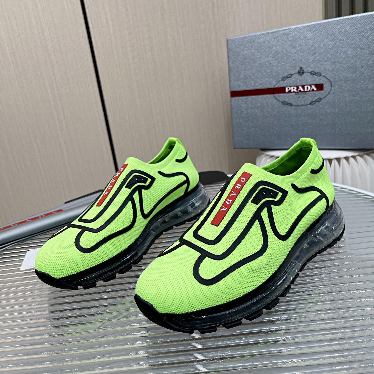 Prada Logo Sneakers In Green - PerfectKickZ
