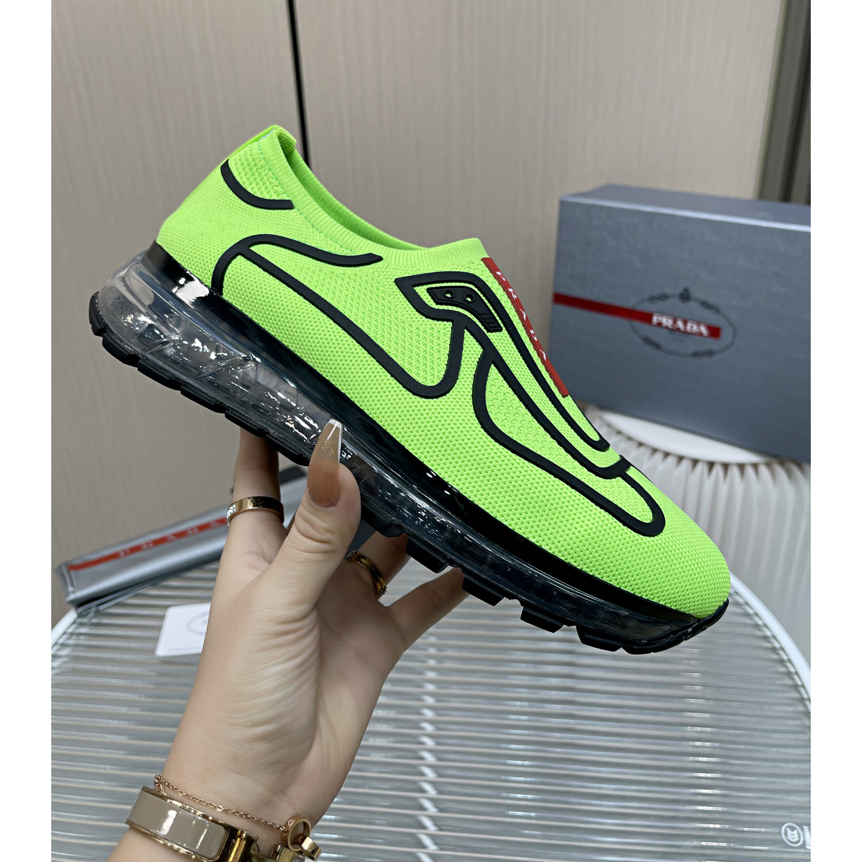 Prada Logo Sneakers In Green - PerfectKickZ