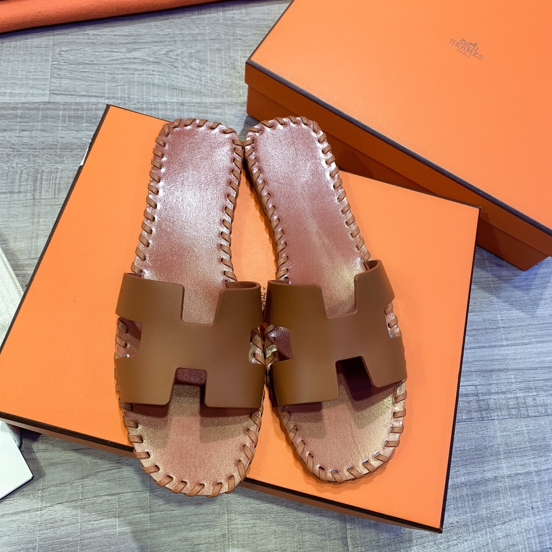 Hermes Leather Oran Sandals - PerfectKickZ