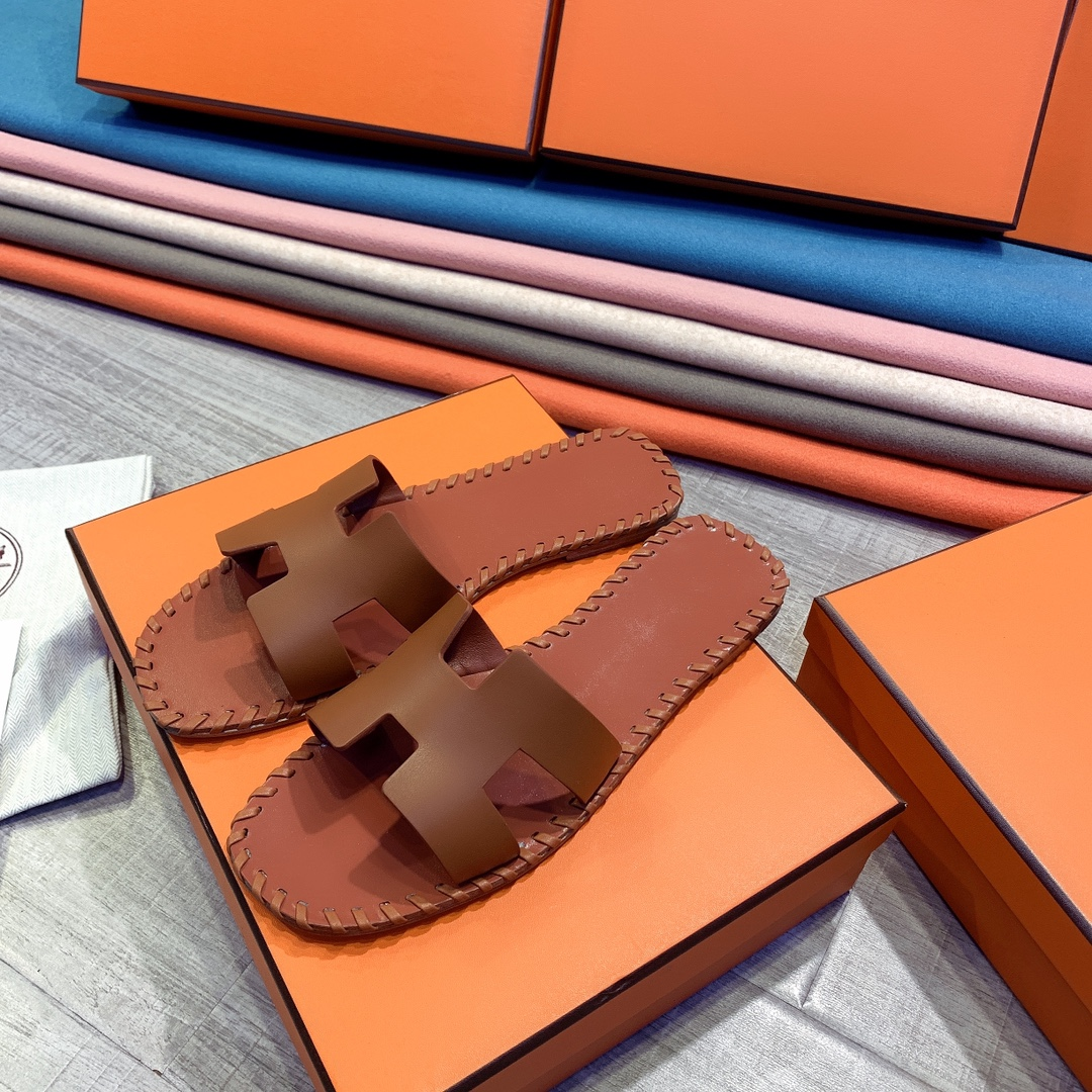 Hermes Leather Oran Sandals - PerfectKickZ