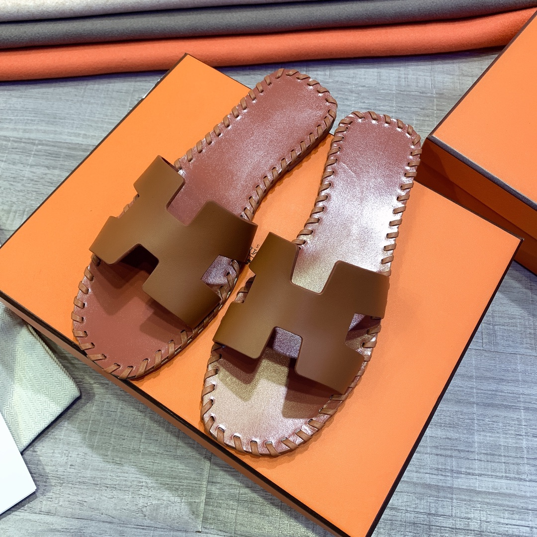 Hermes Leather Oran Sandals - PerfectKickZ