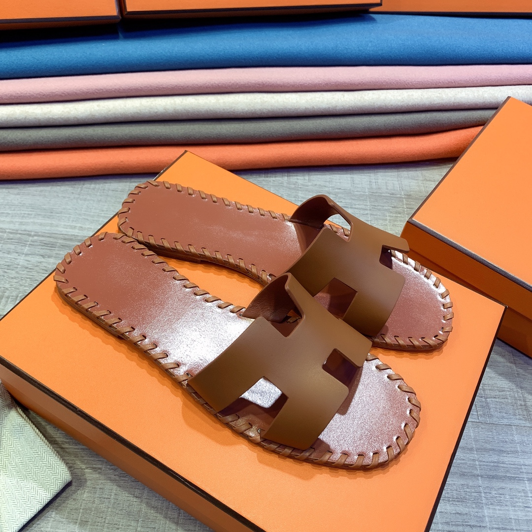 Hermes Leather Oran Sandals - PerfectKickZ