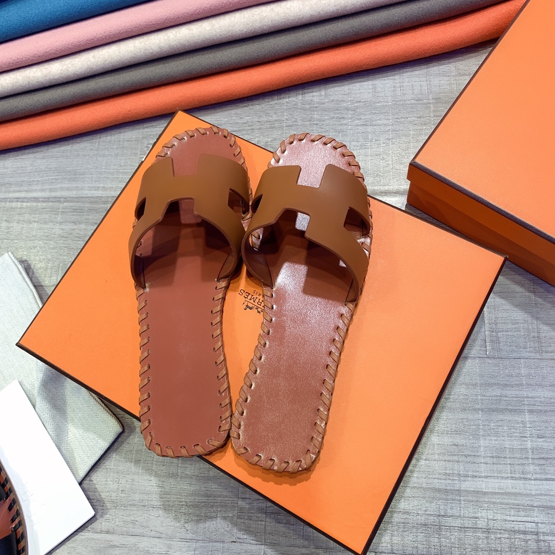 Hermes Leather Oran Sandals - PerfectKickZ
