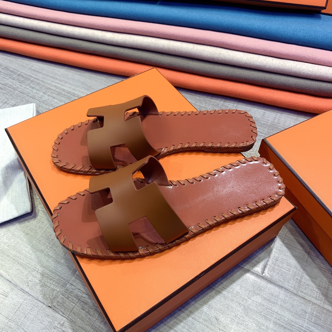 Hermes Leather Oran Sandals - PerfectKickZ