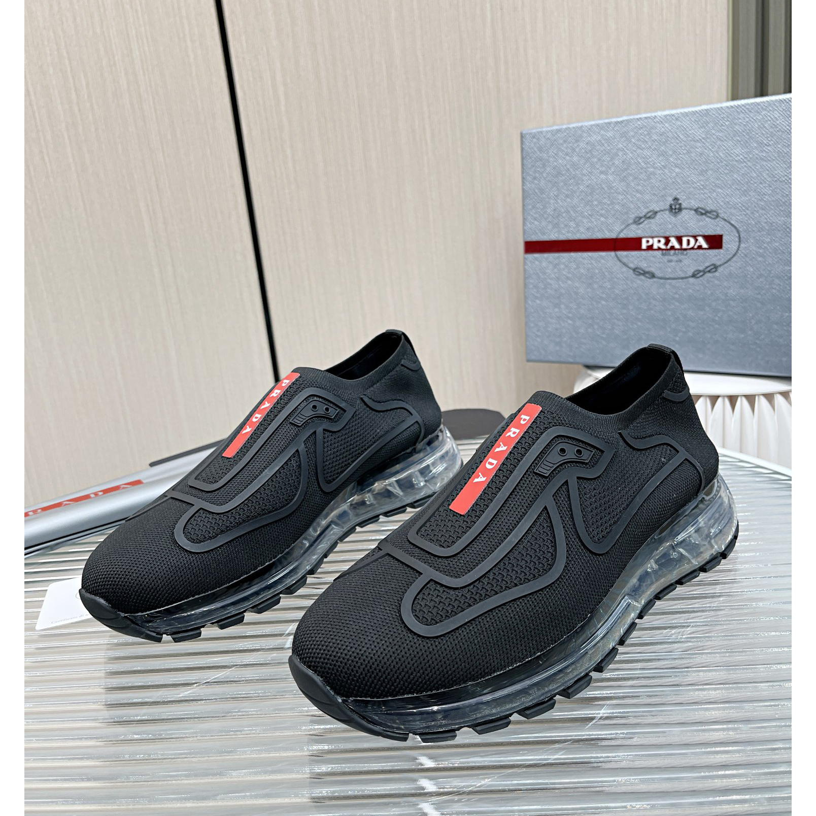 Prada Logo Sneakers In Black - PerfectKickZ