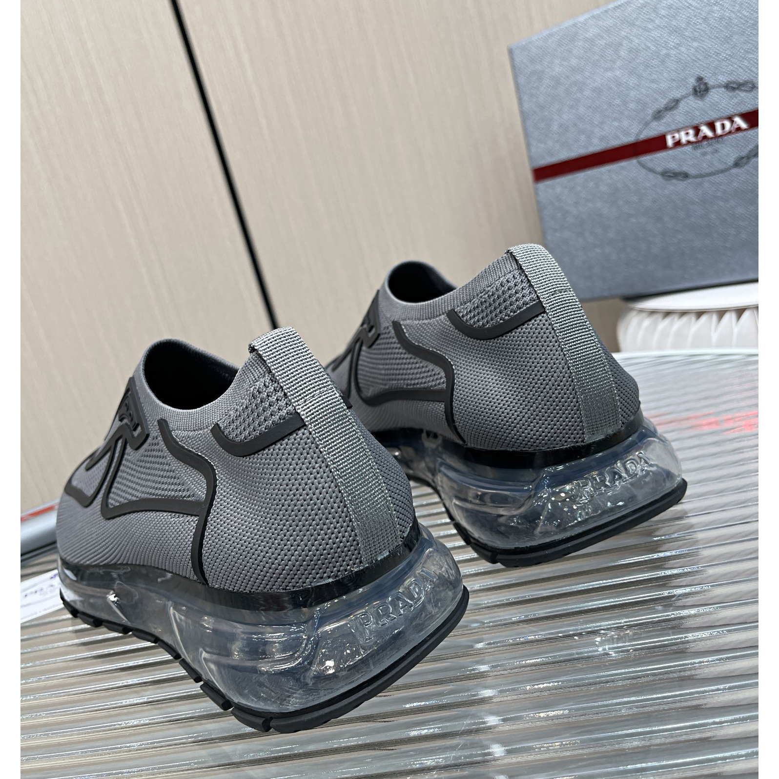 Prada Logo Sneakers In Grey - PerfectKickZ