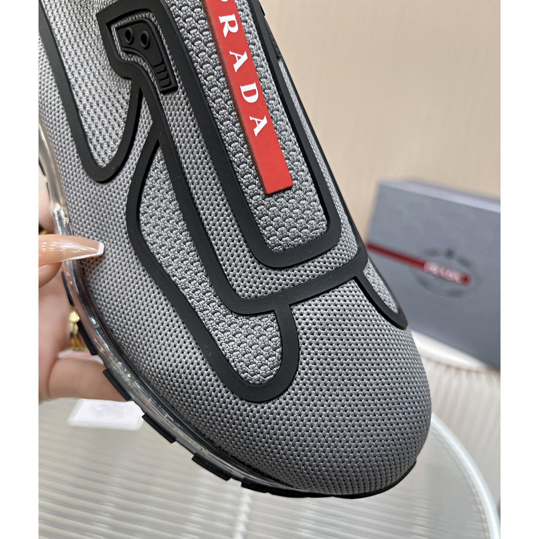 Prada Logo Sneakers In Grey - 