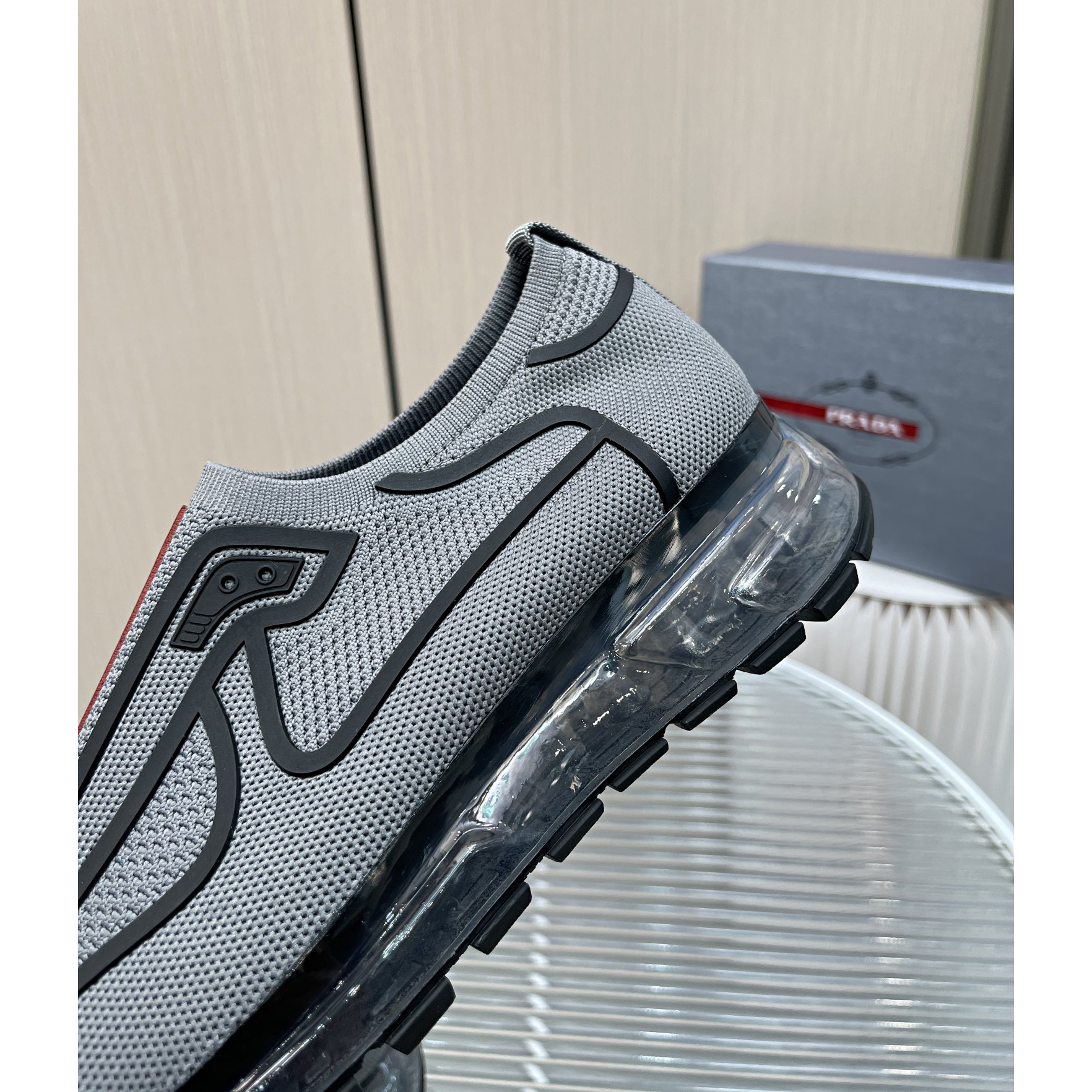 Prada Logo Sneakers In Grey - 