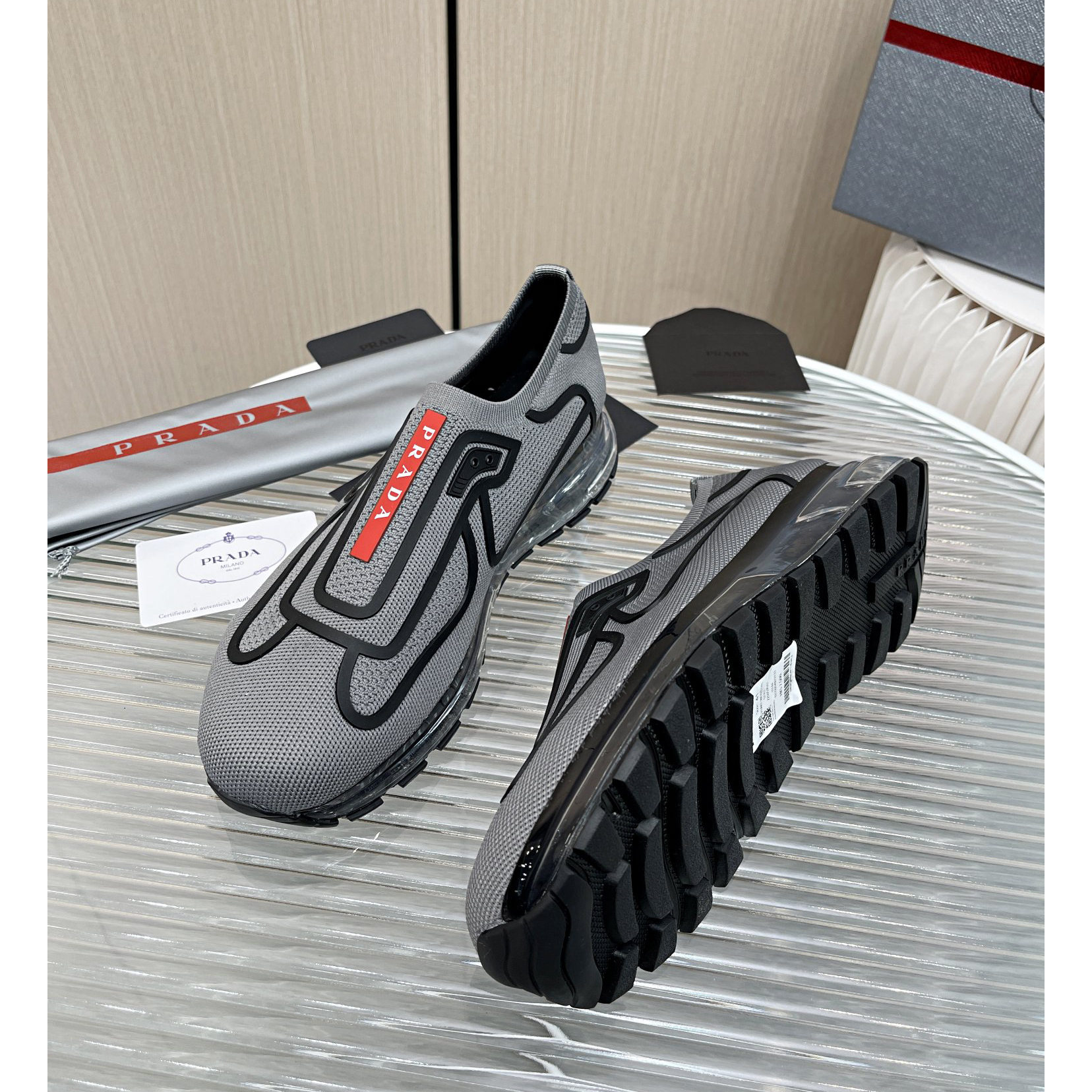 Prada Logo Sneakers In Grey - 