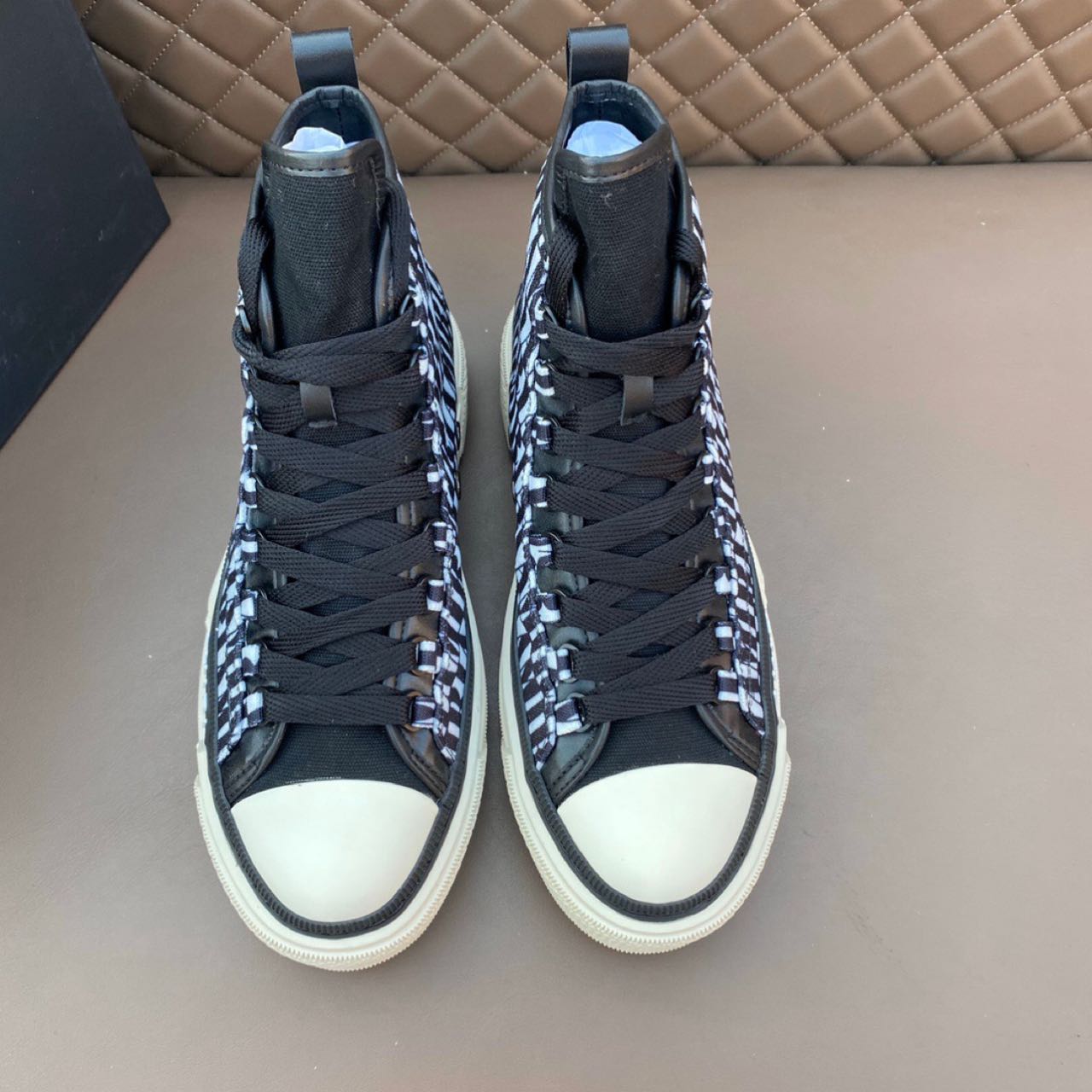 Amiri Logo-Print Canvas High-Top Sneakers - PerfectKickZ