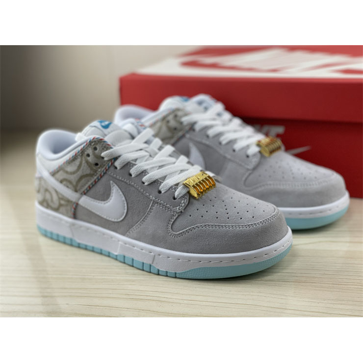 Nike Dunk Low “White Barber Shop” Sneaker  DH7614-500 - PerfectKickZ
