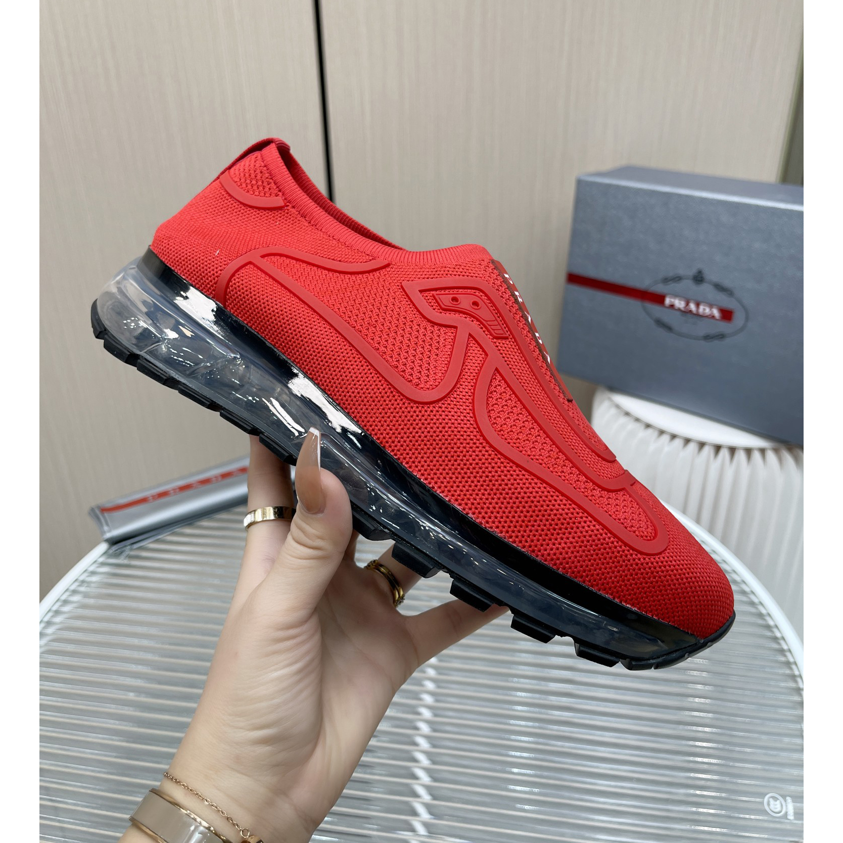 Prada Logo Sneakers In Red - 