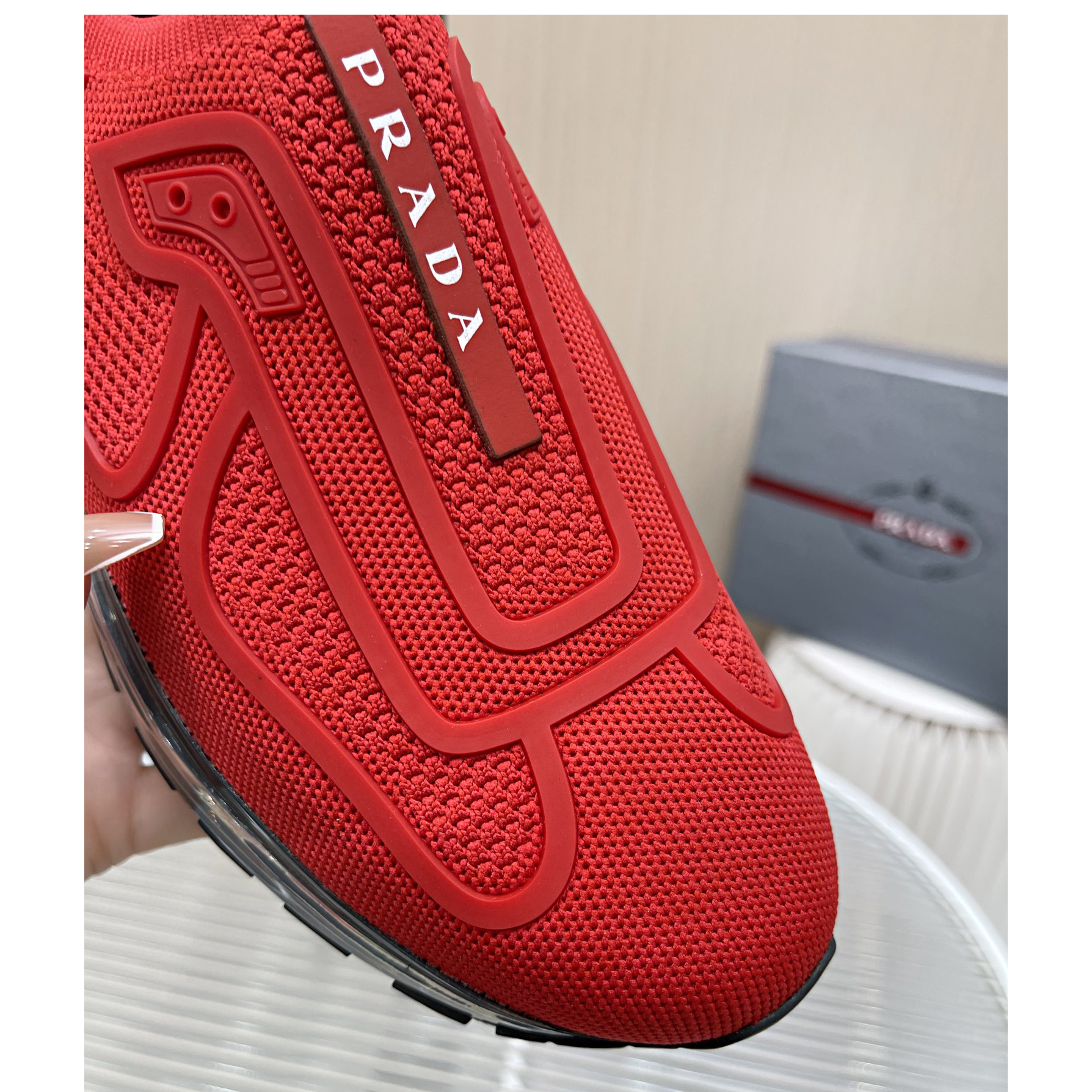 Prada Logo Sneakers In Red - 