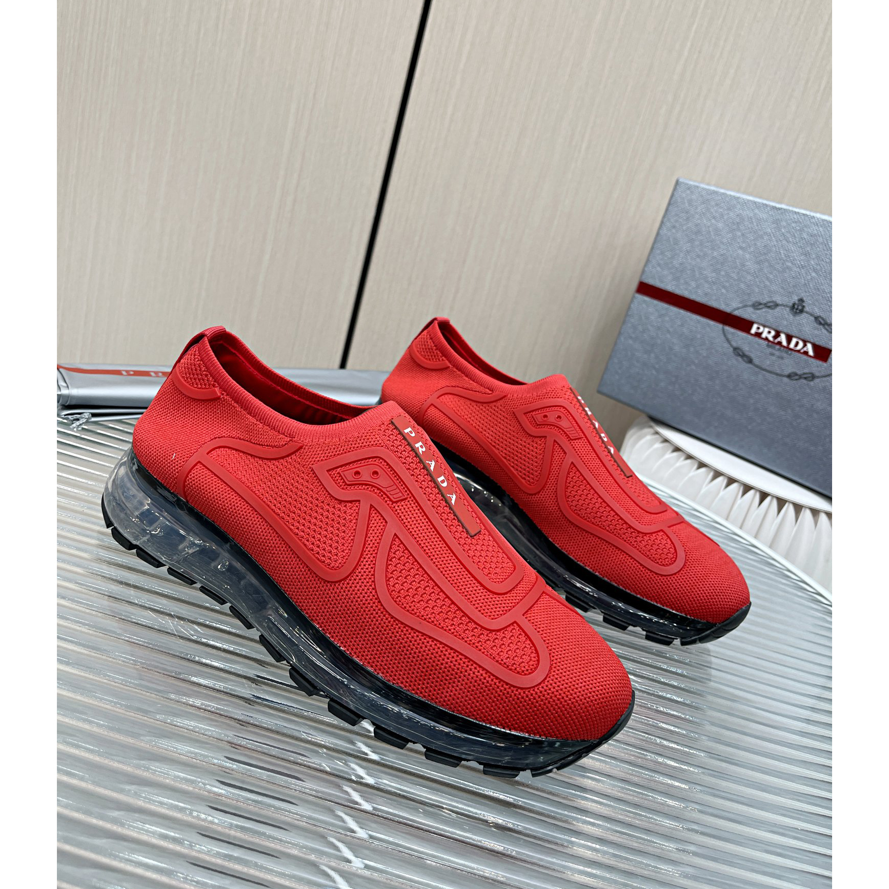 Prada Logo Sneakers In Red - 